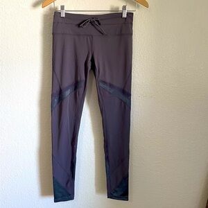 Free People Movement Mid Rise Mesh Tap Back Leggings Drawstring Waist Athletic